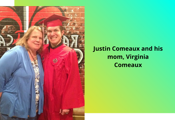 Justin Comeaux and his mom, Virginia Comeaux, at Justin's college graduation