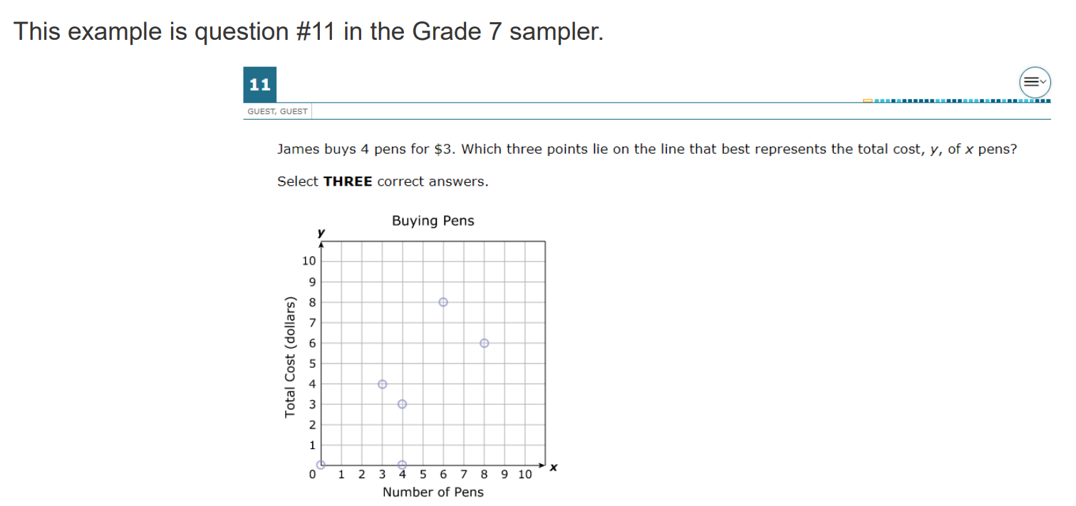 Texas STAAR redesign Hot Spot sample problem