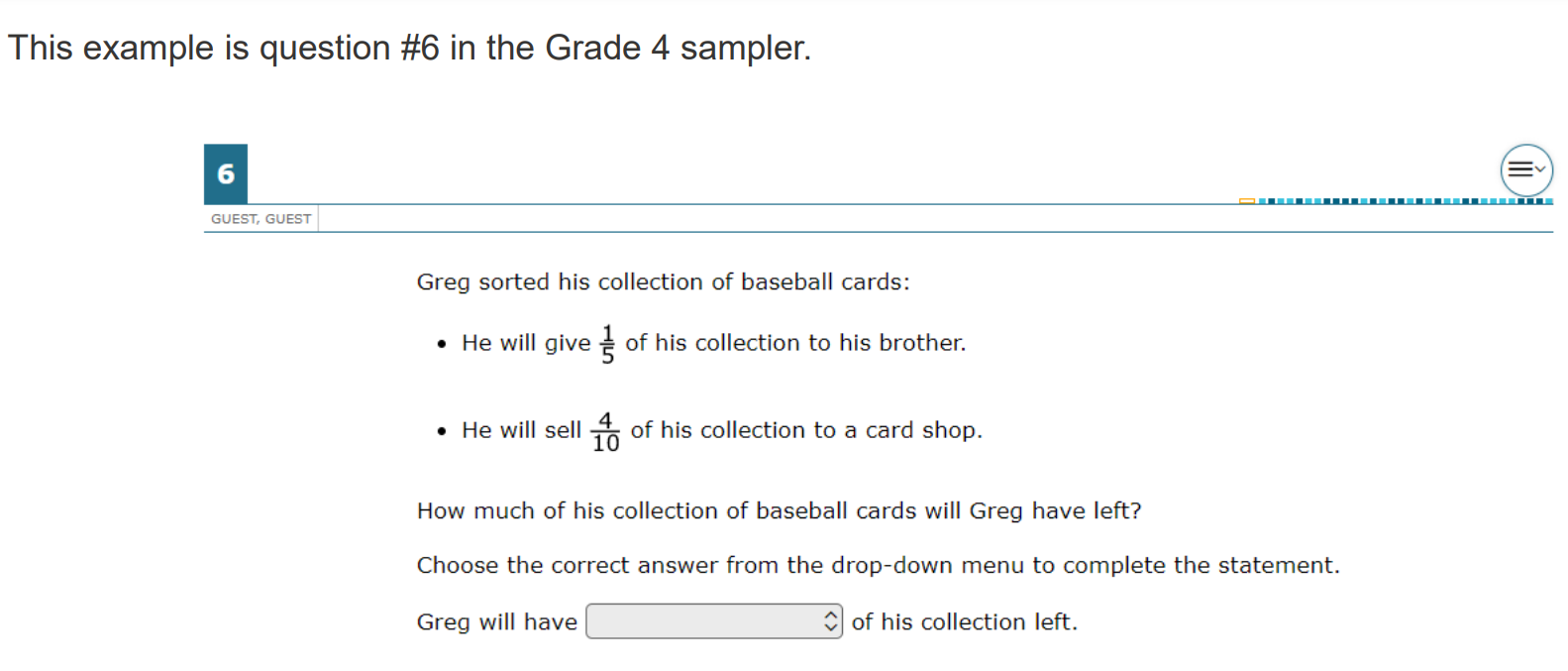 Texas STAAR redesign in-line choice sample problem